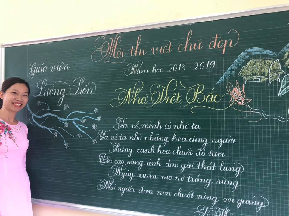 viet bang dep 13 - Ngưỡng mộ bài thi viết bảng đẹp của giáo viên trường Lâm Giang
