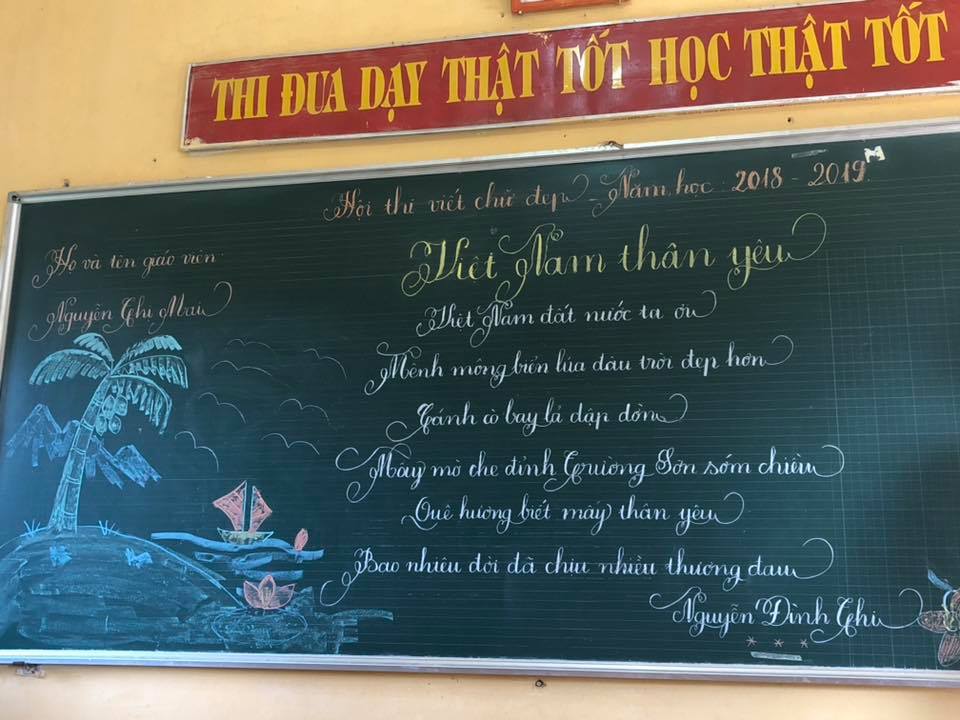 viet bang dep 14 - Ngưỡng mộ bài thi viết bảng đẹp của giáo viên trường Lâm Giang