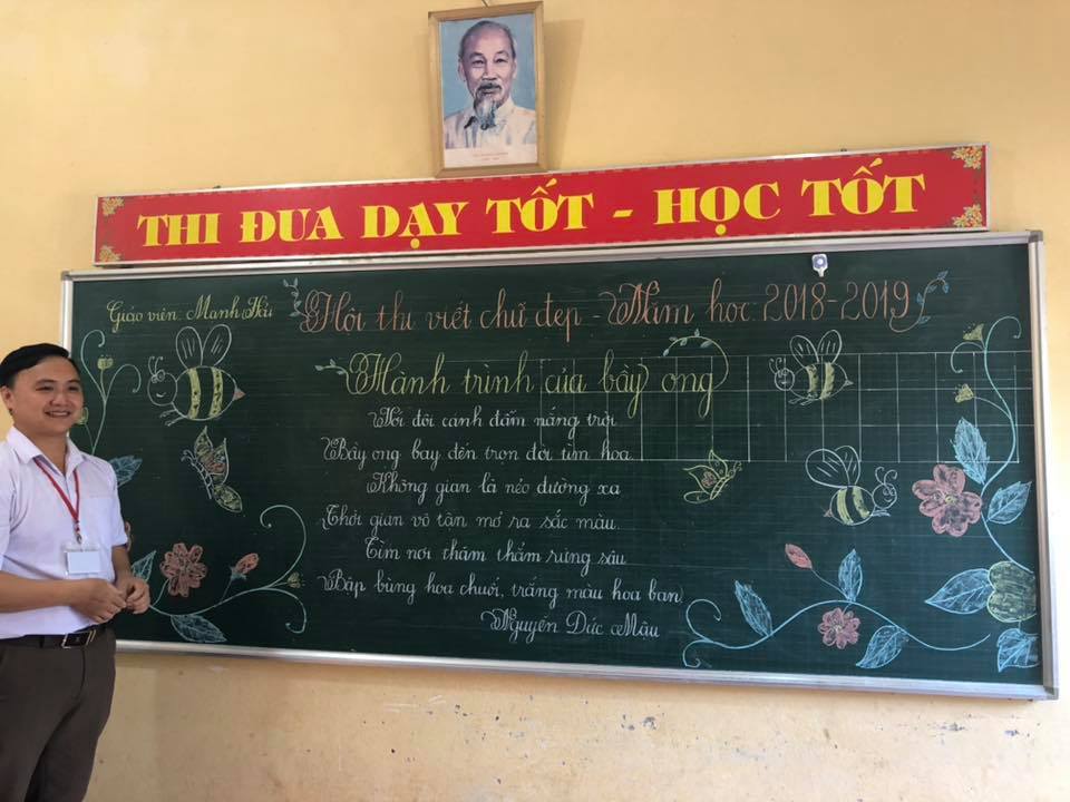 viet bang dep 15 - Ngưỡng mộ bài thi viết bảng đẹp của giáo viên trường Lâm Giang
