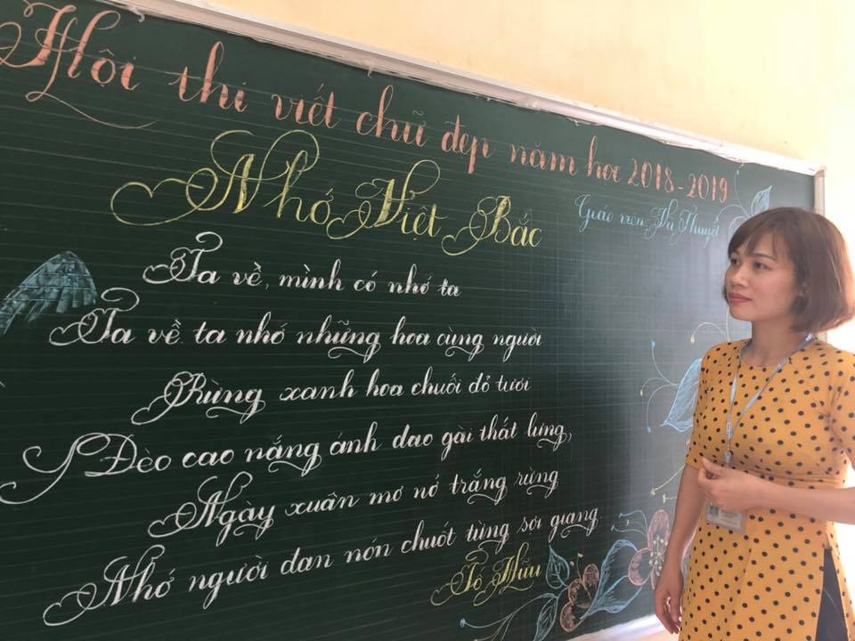 viet bang dep 16 - Ngưỡng mộ bài thi viết bảng đẹp của giáo viên trường Lâm Giang