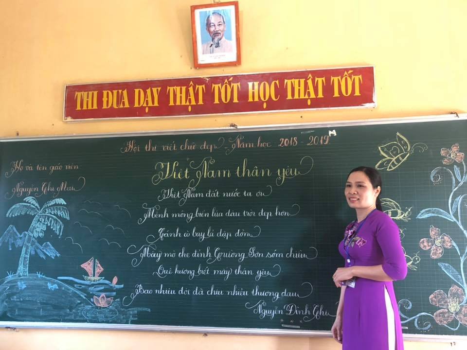 viet bang dep 17 - Ngưỡng mộ bài thi viết bảng đẹp của giáo viên trường Lâm Giang