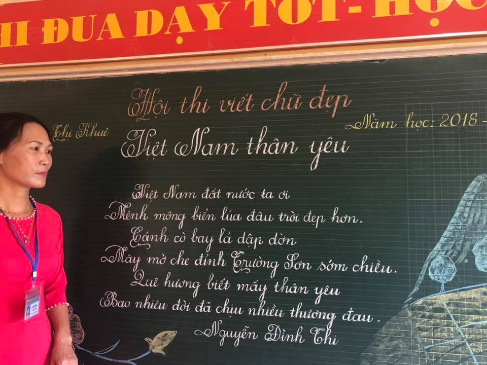 viet bang dep 19 - Ngưỡng mộ bài thi viết bảng đẹp của giáo viên trường Lâm Giang