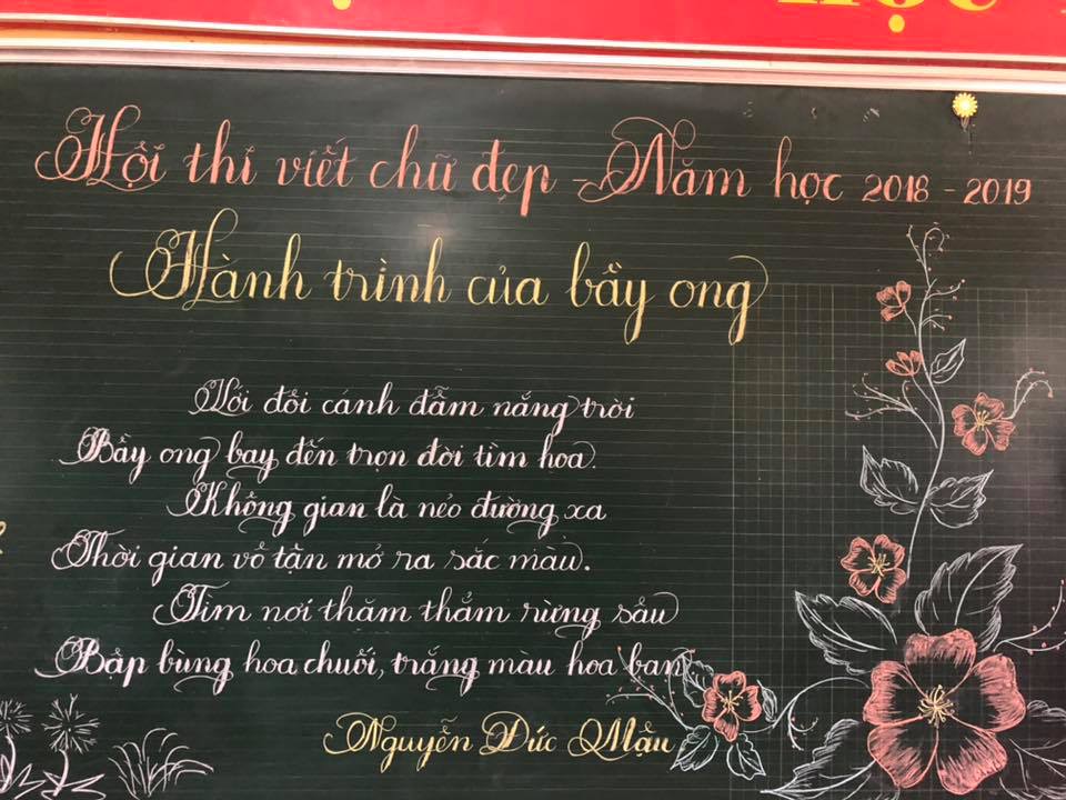 viet bang dep 20 - Ngưỡng mộ bài thi viết bảng đẹp của giáo viên trường Lâm Giang