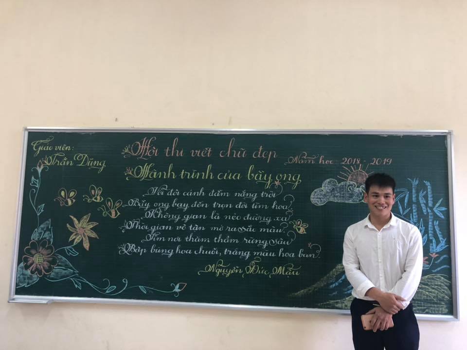 viet bang dep 3 - Ngưỡng mộ bài thi viết bảng đẹp của giáo viên trường Lâm Giang