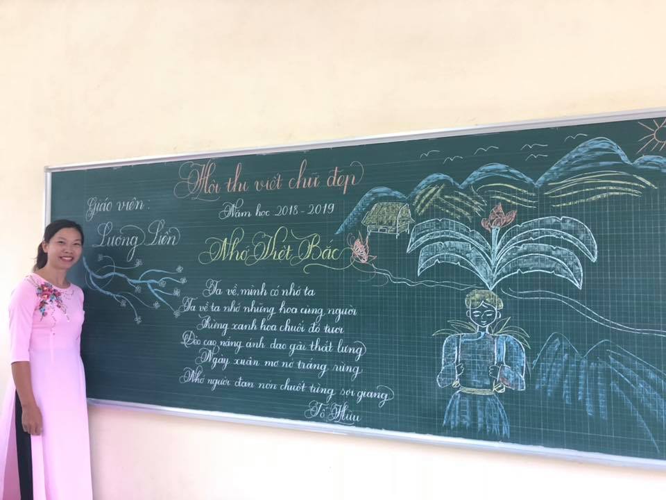 viet bang dep 4 - Ngưỡng mộ bài thi viết bảng đẹp của giáo viên trường Lâm Giang