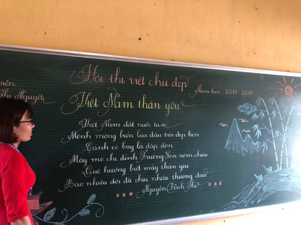 viet bang dep 5 - Ngưỡng mộ bài thi viết bảng đẹp của giáo viên trường Lâm Giang