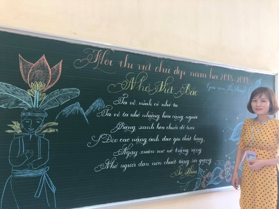 viet bang dep 6 - Ngưỡng mộ bài thi viết bảng đẹp của giáo viên trường Lâm Giang