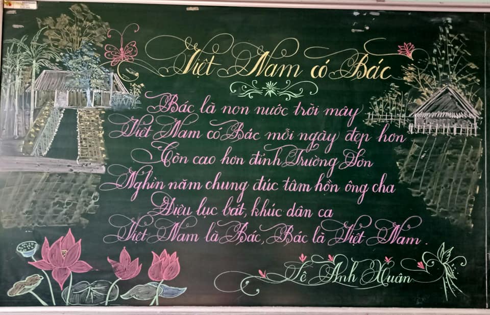 viet bang dep 8 1 - Ngưỡng mộ bài thi viết bảng đẹp của giáo viên trường Lâm Giang